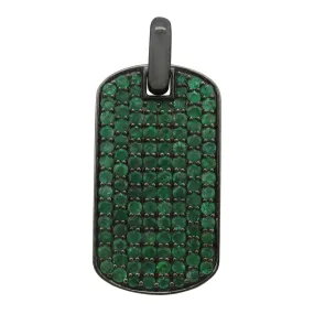 14K BLACK GOLD EMERALD DOG TAG