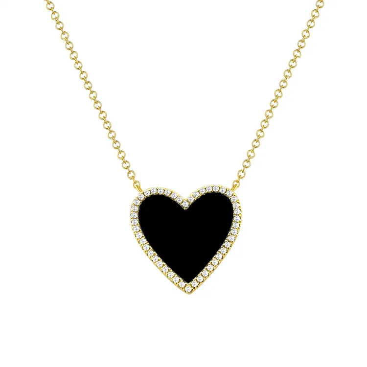 14K GOLD DIAMOND BLACK AGATE MEDIUM HAILEY NECKLACE