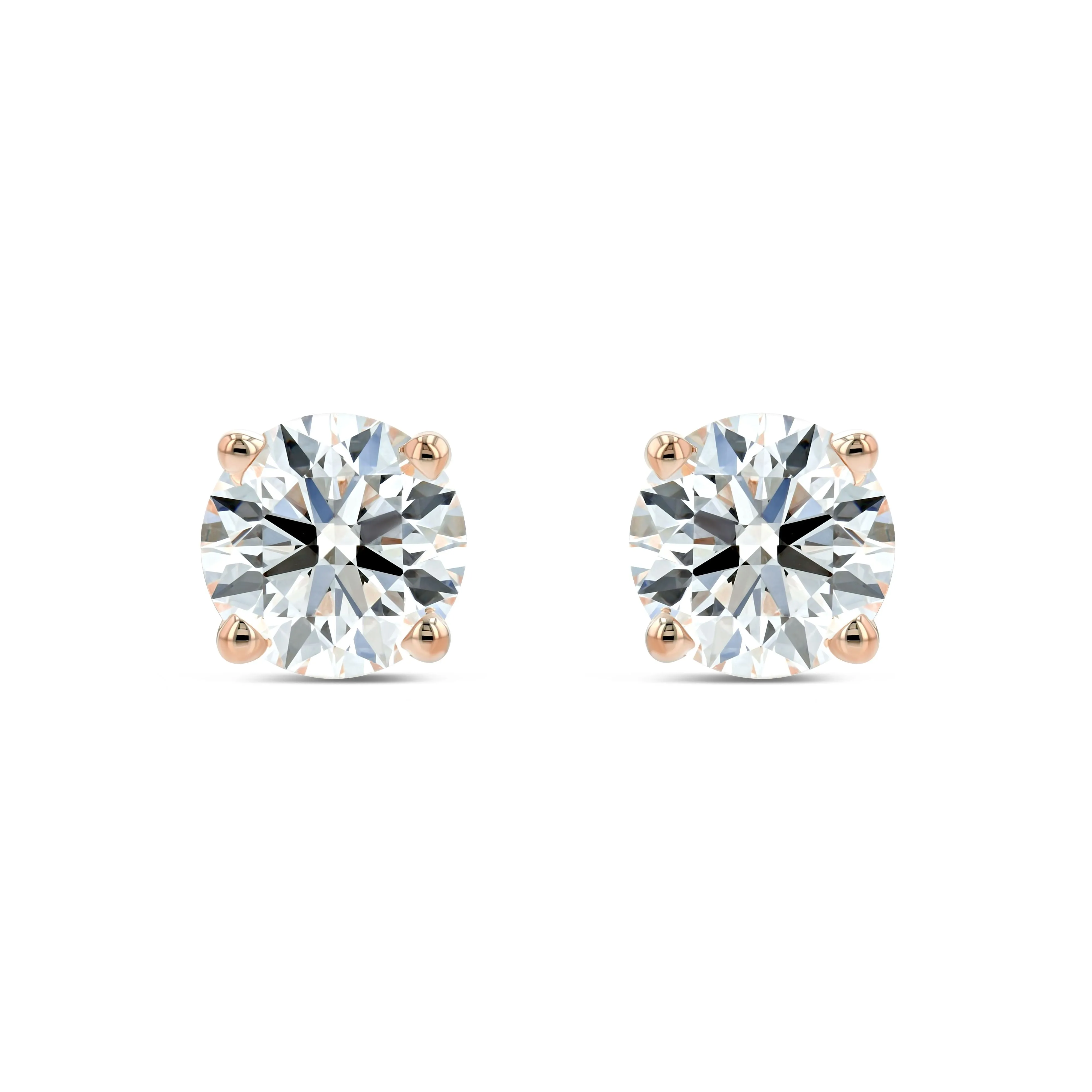 14k Rose Gold 4-prong Round Brilliant Diamond Stud Earrings (1.48 Ct. T.w., Vs1-vs2 Clarity, H-i Color)