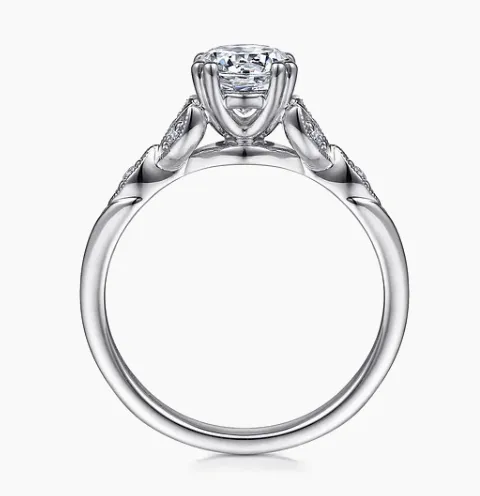 14K White Gold Round Diamond Engagement Ring - 0.07 ct - Shot 2 Celia