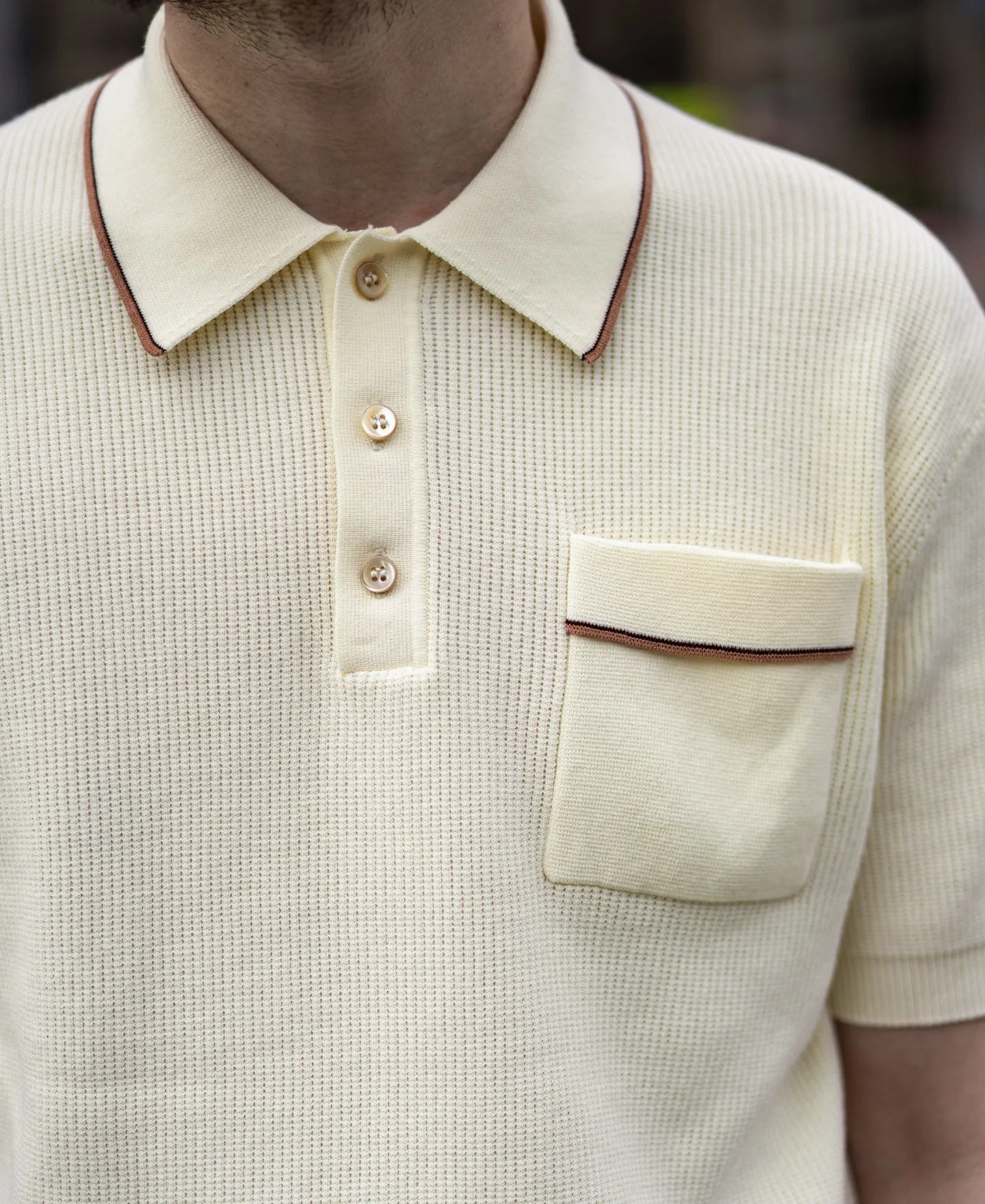 1940s Knit Trimmed Polo Shirt