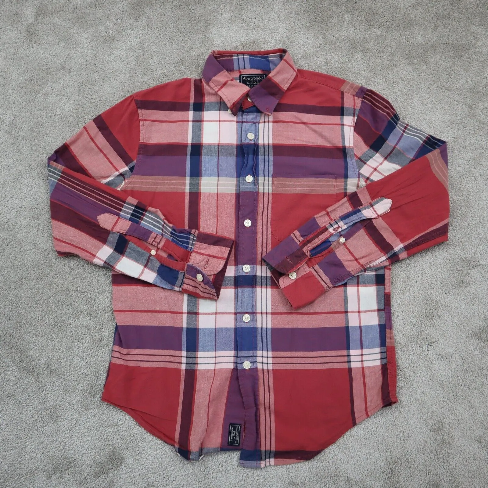 Abercrombie & Fitch Mens Plaid Button Down Shirt Long Sleeves Multi Size X-Small