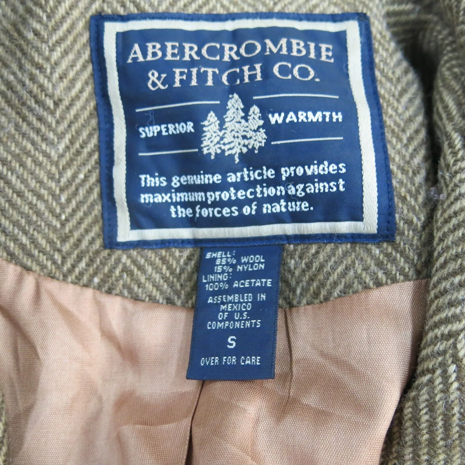 Abercrombie & Fitch Mens Small Brown Blazer Coat Single Breasted Outdoors