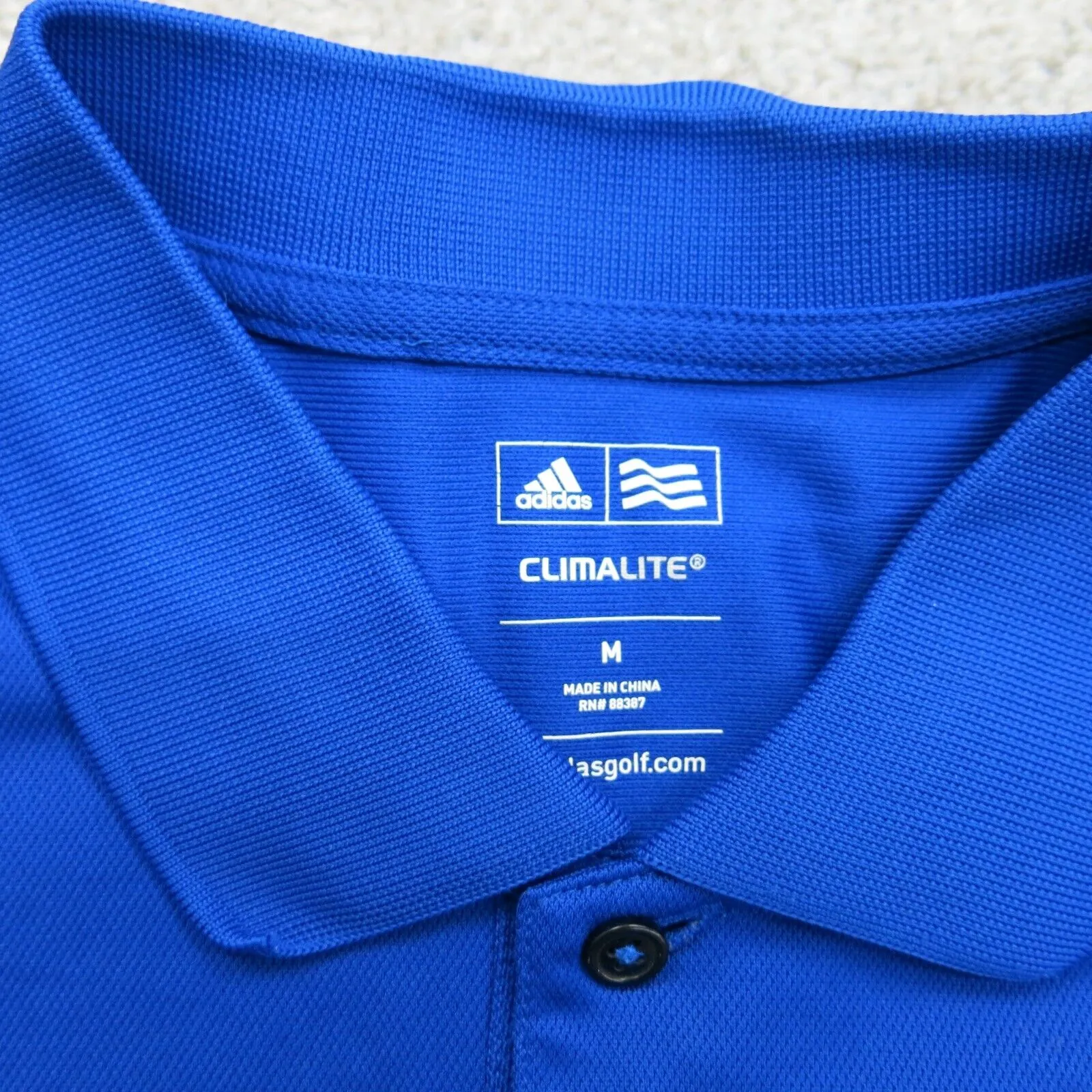 Adidas Climalite Mens Polo Shirt Short Sleeves Side Slit Logo Blue Size Medium