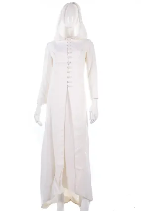 Berkertex Bridal Boutique Vintage Dress w/ Matching Hooded Coat Cream UK10