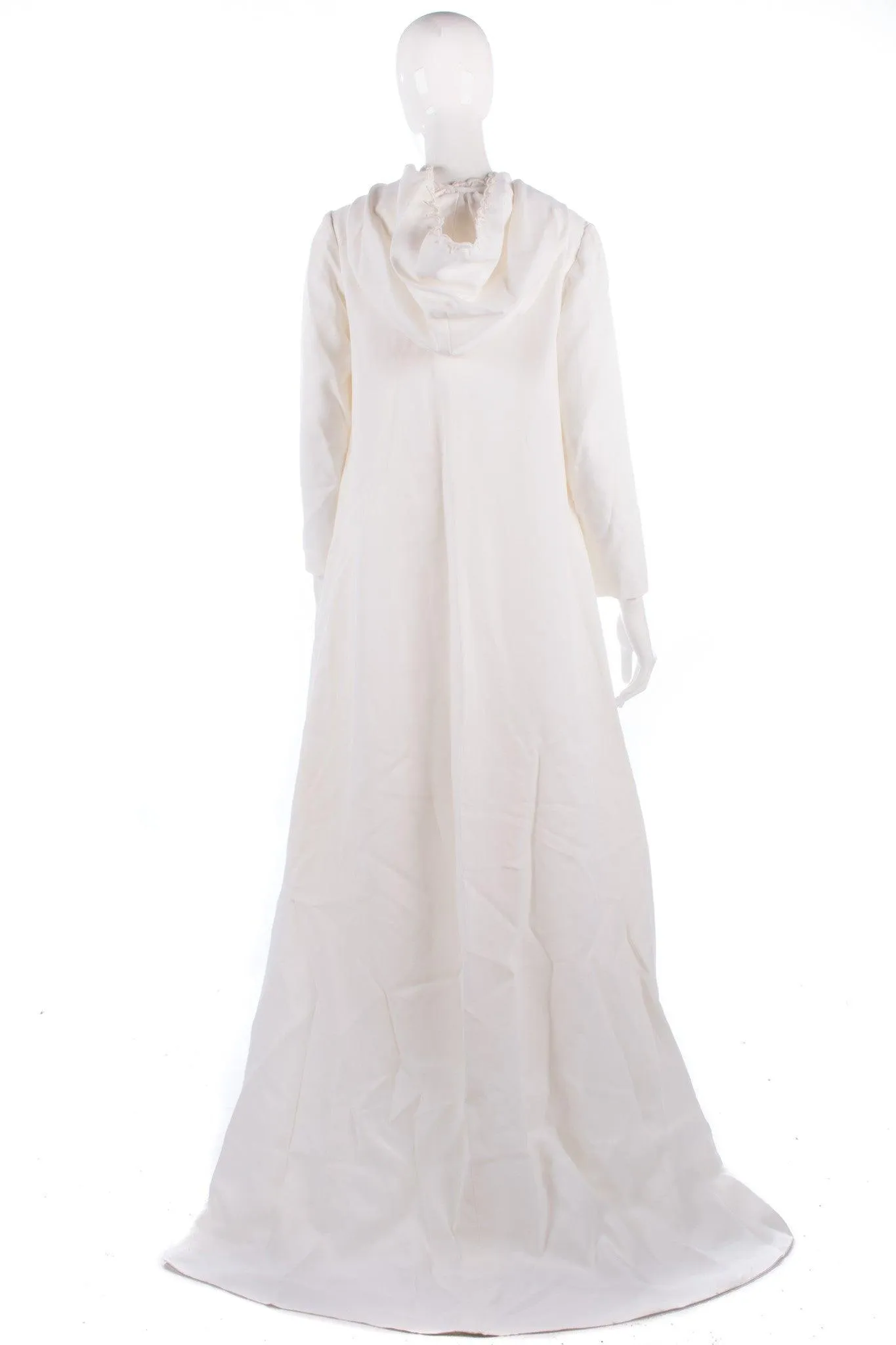 Berkertex Bridal Boutique Vintage Dress w/ Matching Hooded Coat Cream UK10