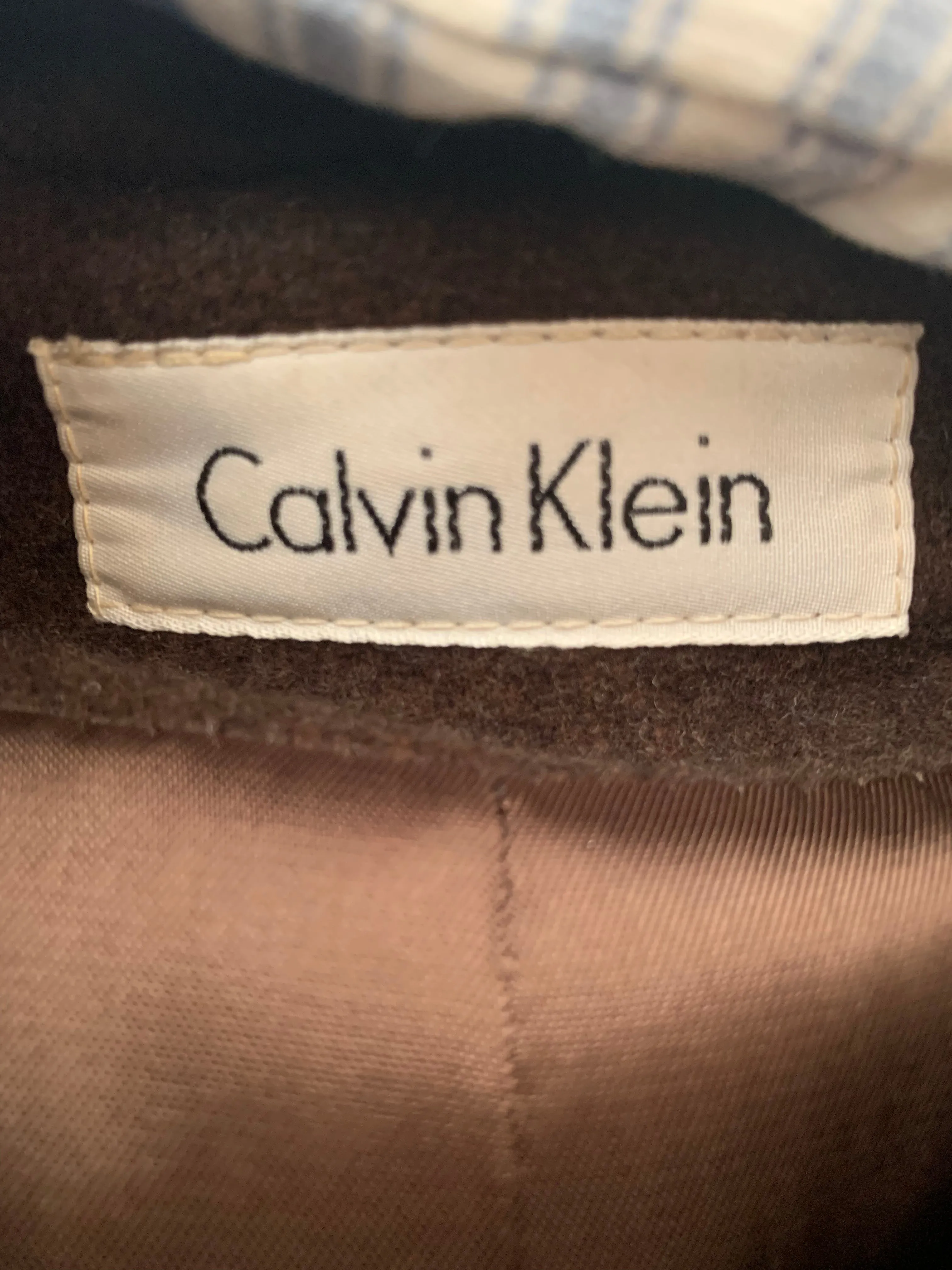 Calvin Klein Loro Plana Merino Wool Coat Brown UK Size 12/14