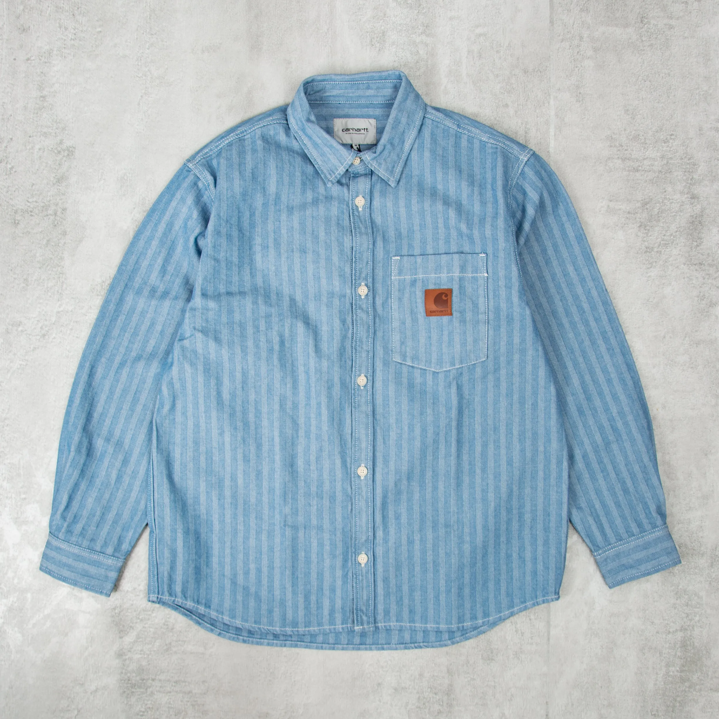 Carhartt WIP Menard Herringbone Shirt Jac Denim - Blue Rinsed