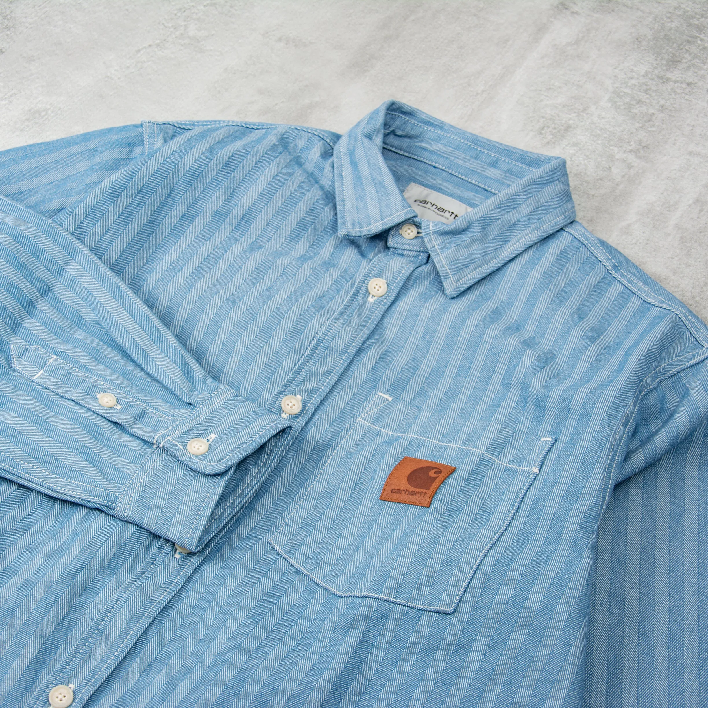 Carhartt WIP Menard Herringbone Shirt Jac Denim - Blue Rinsed