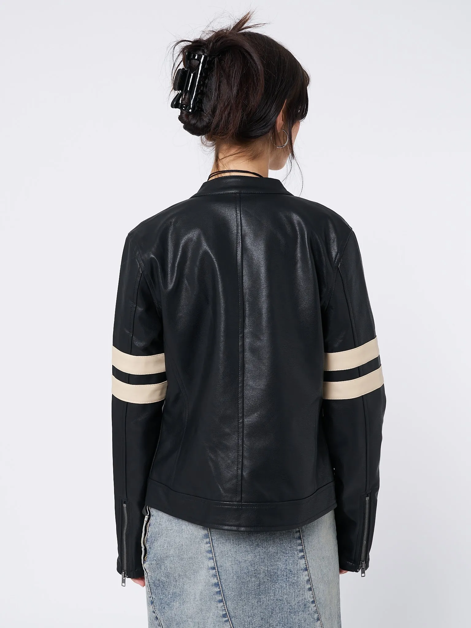 Chiara Black Vegan Racer Jacket