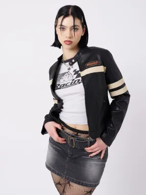 Chiara Black Vegan Racer Jacket