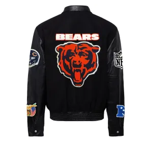 CHICAGO BEARS WOOL & LEATHER VARSITY JACKET Black/Black