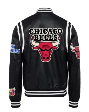 CHICAGO BULLS VEGAN LEATHER JACKET Black / White