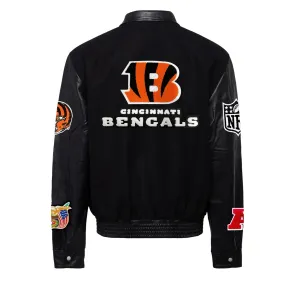 CINCINNATI BENGALS WOOL & LEATHER VARSITY JACKET Black/Black