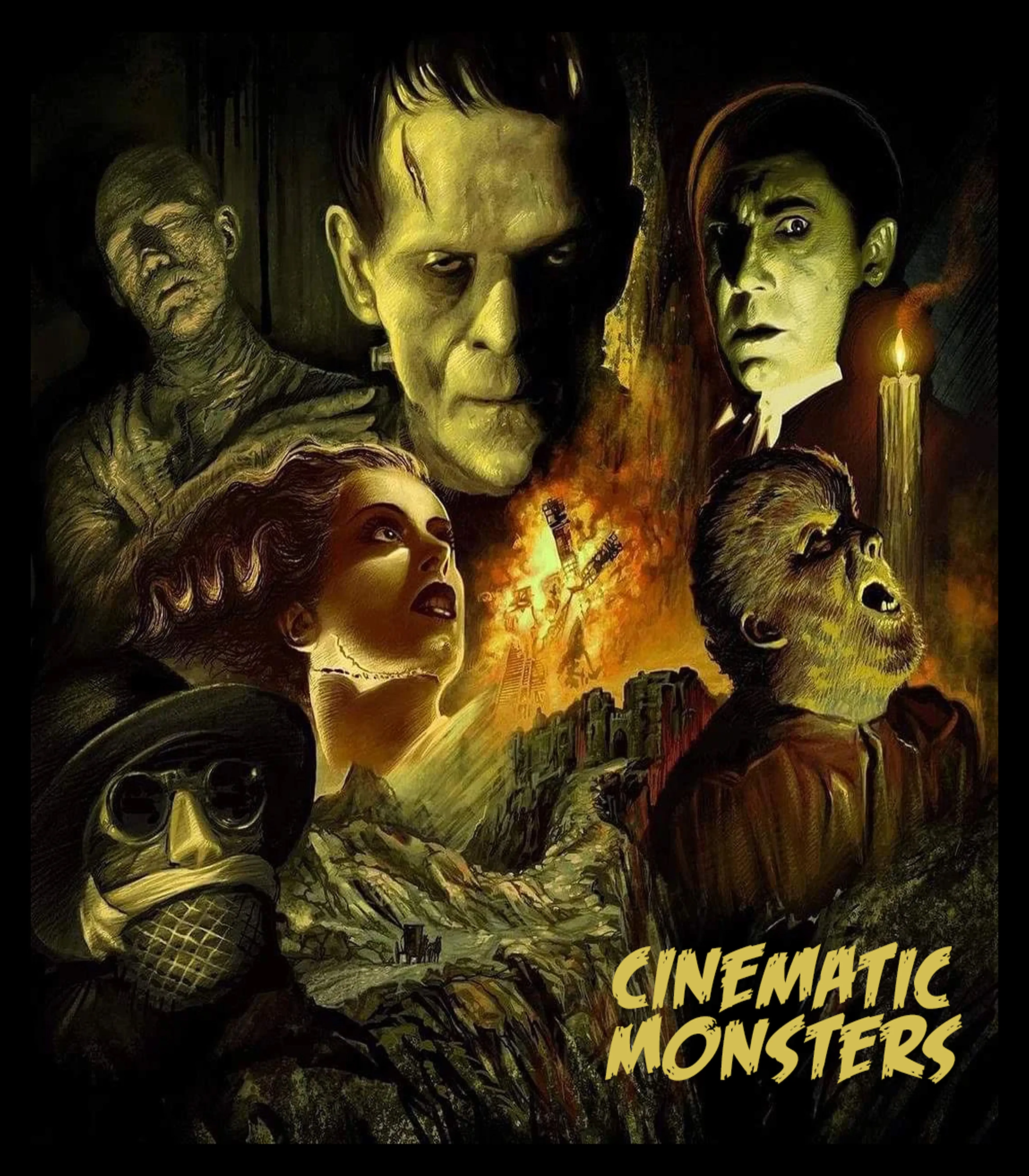 Cinematic Monsters - Classic Horror  Movie - T-Shirt