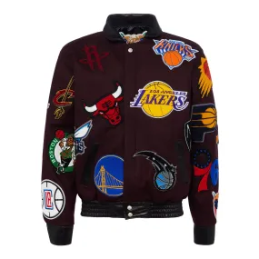 Copy of NBA COLLAGE WOOL & LEATHER JACKET MAROON