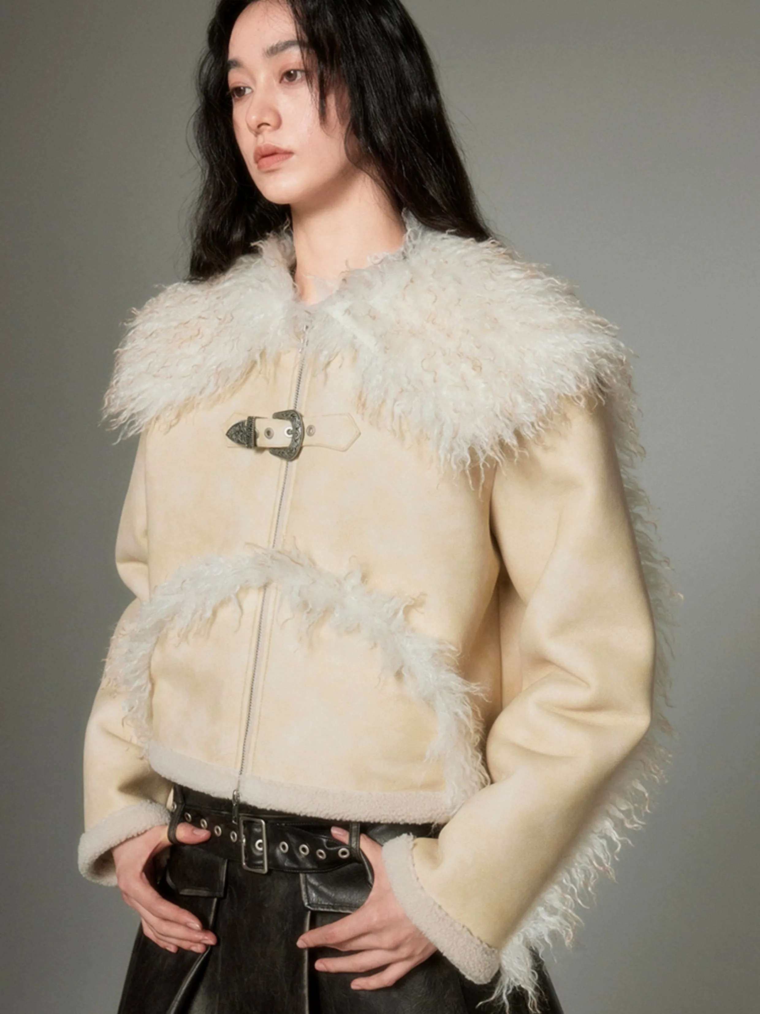 Eco-friendly Fur Distressed Leather Jacket【s0000004254】