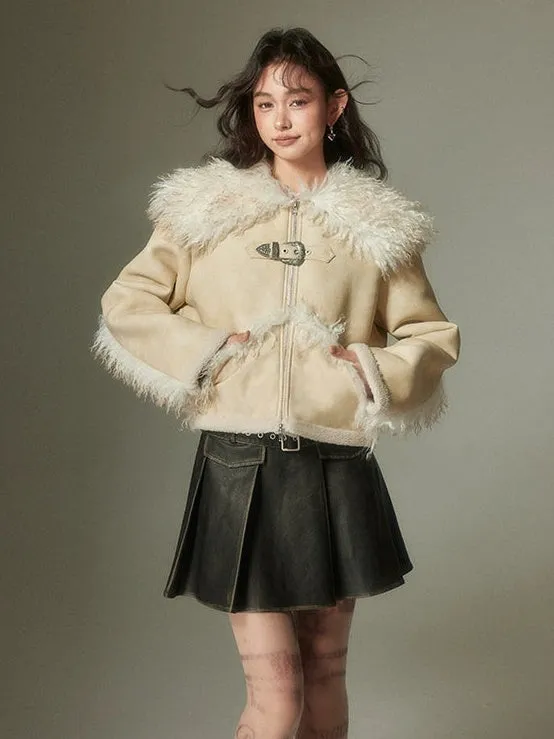 Eco-friendly Fur Distressed Leather Jacket【s0000004254】