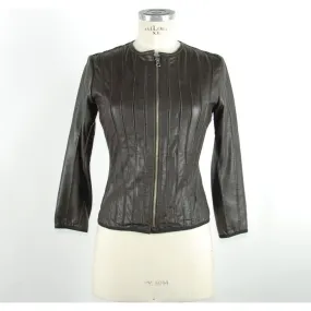 Emilio Romanelli Sleek Black Leather Jacket for Elegant Evenings