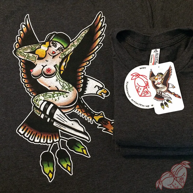 Full Color Eagle Pin Up Mens Tee