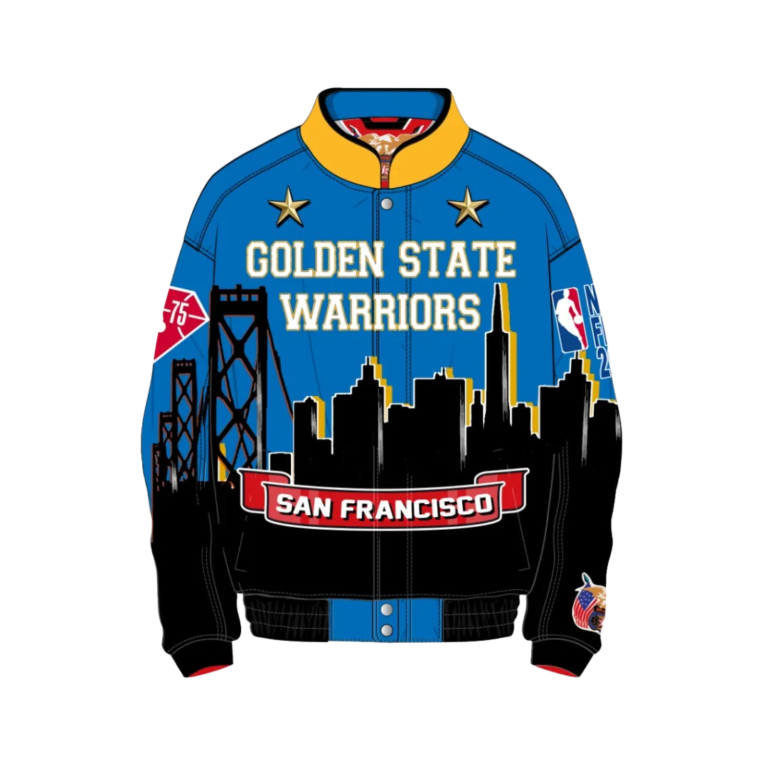 GOLDEN STATE WARRIORS 7TH CHAMPIONSHIP VEGAN LEATHER JACKET