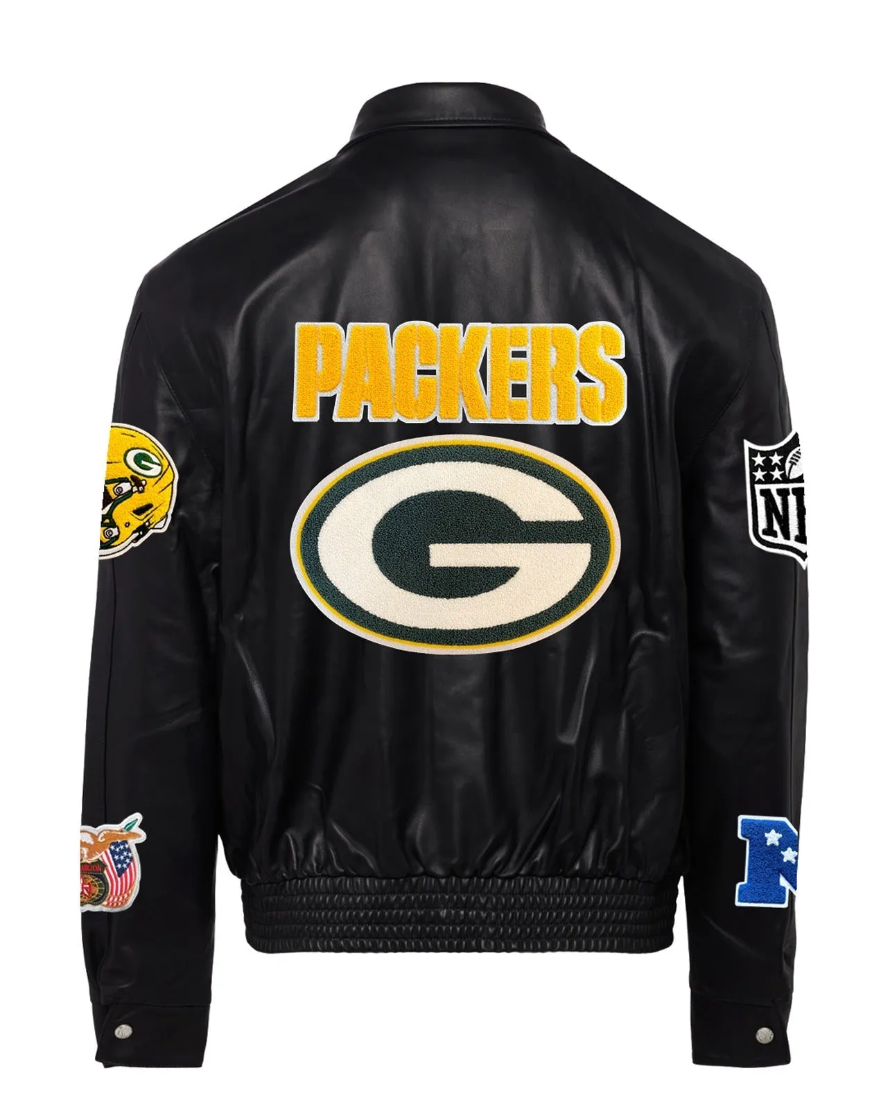 GREEN BAY PACKERS FULL LEATHER JACKET Black