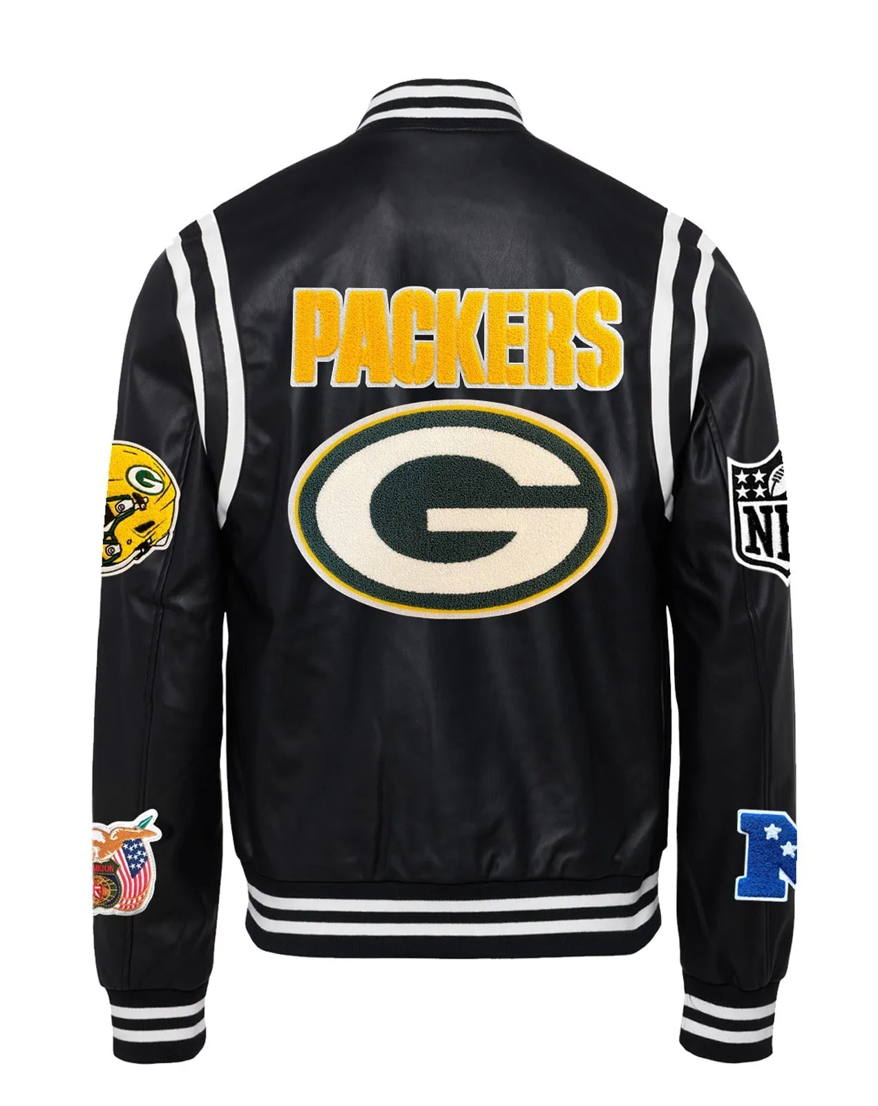 GREEN BAY PACKERS VEGAN LEATHER JACKET Black / White