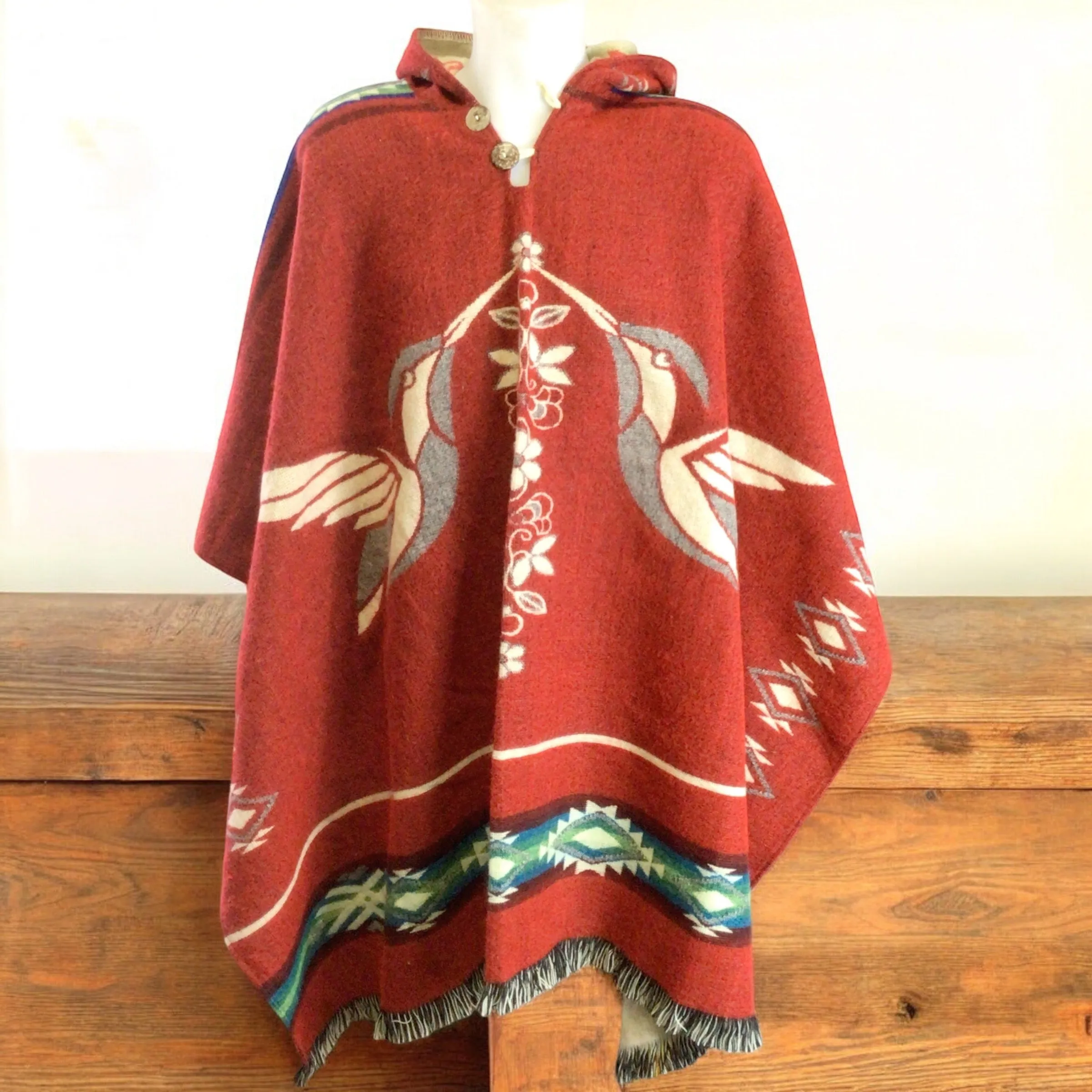 Handmade Ponchos brown ( hummingbird )