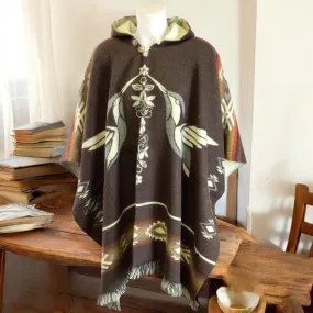 Handmade Ponchos brown ( hummingbird )