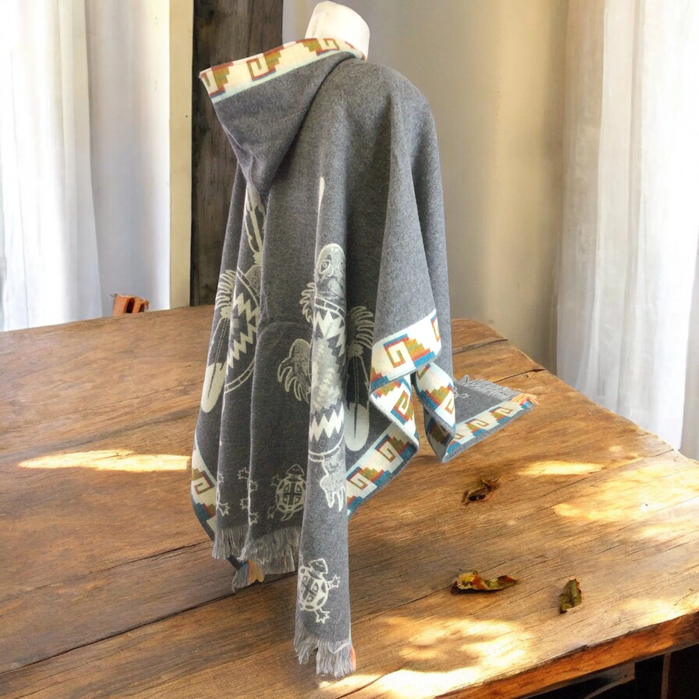 Handmade Ponchos grey ( turtle)