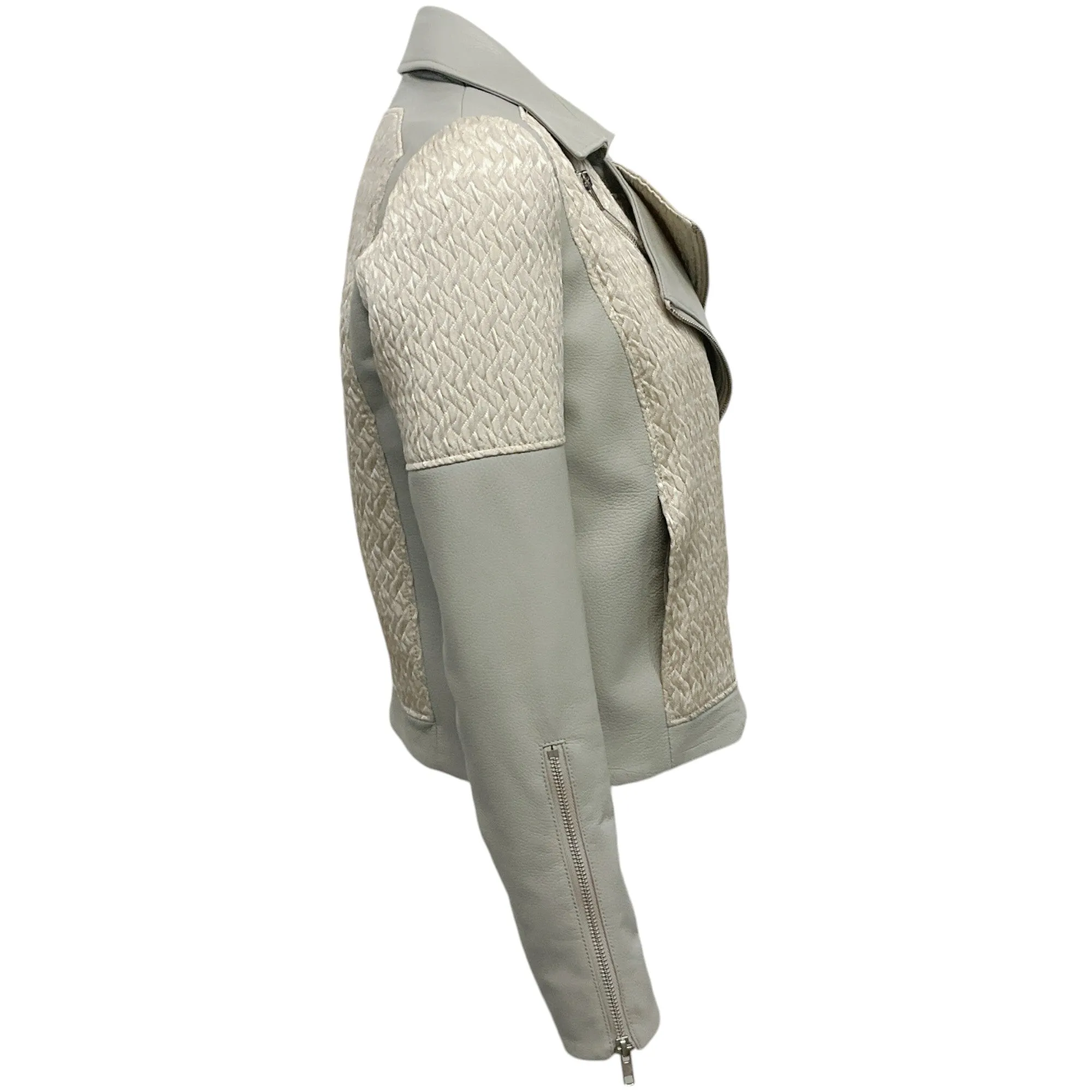 Helmut Lang Grey Mixed Leather Moto Jacket