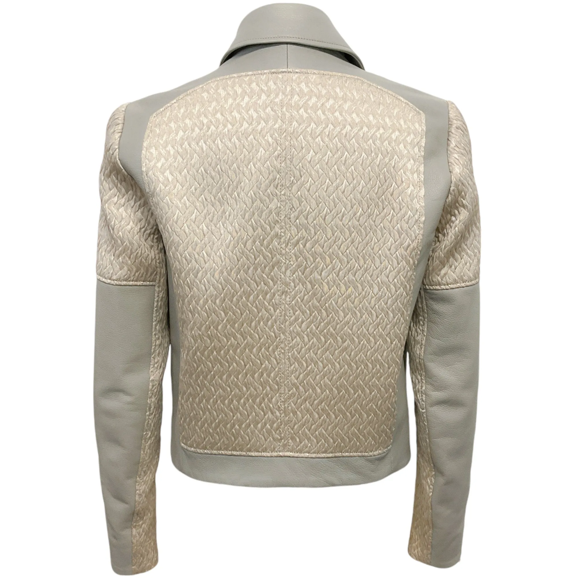 Helmut Lang Grey Mixed Leather Moto Jacket