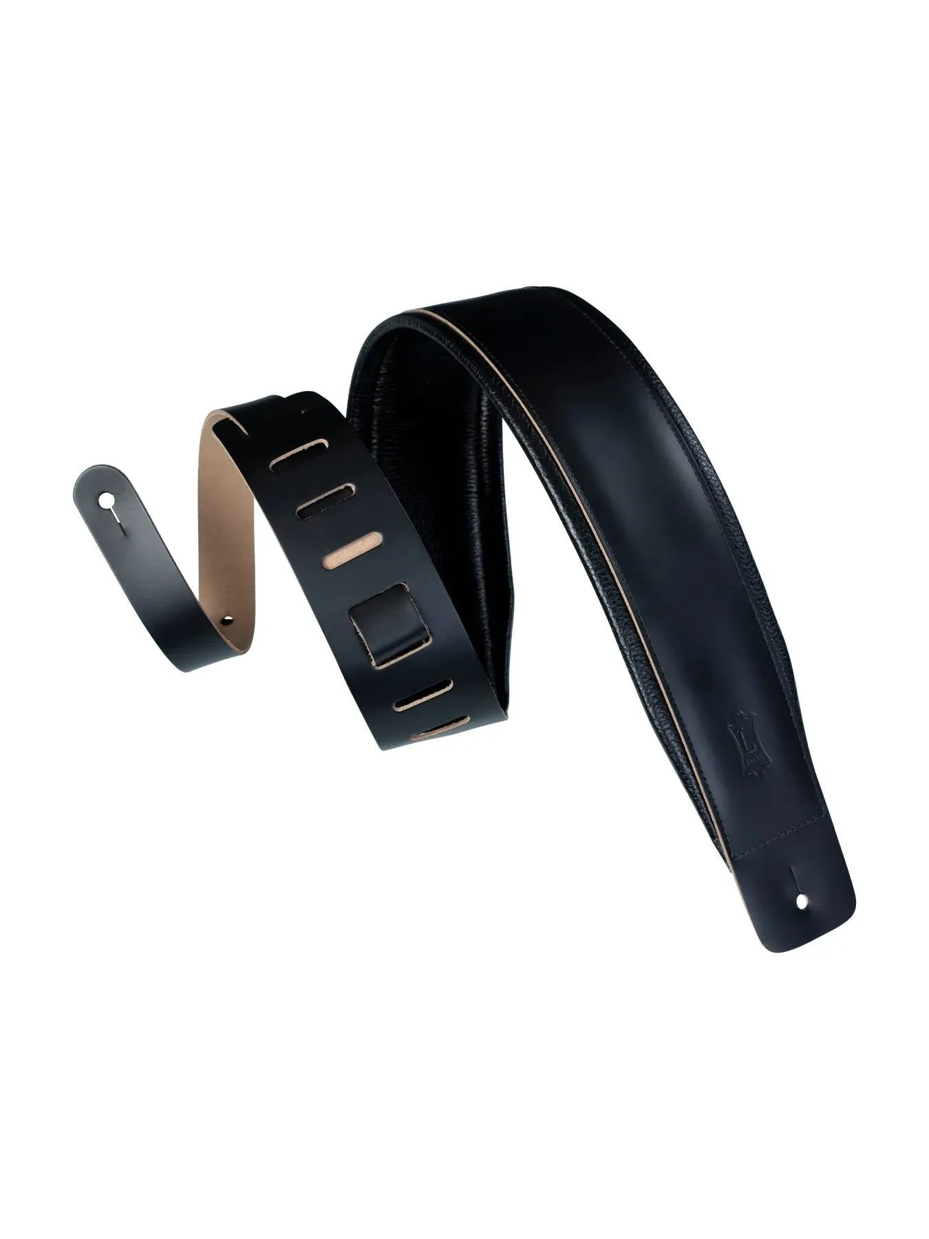 Levy's DM1PD-BLK 3" Wide Genuine Leather Guitar Strap, Black