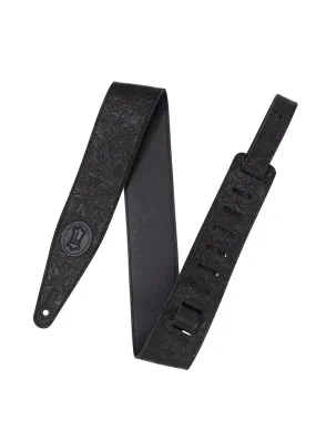 Levy's M317FCL-BLK 2.5" Wide Florentine Leather Guitar Strap, Black