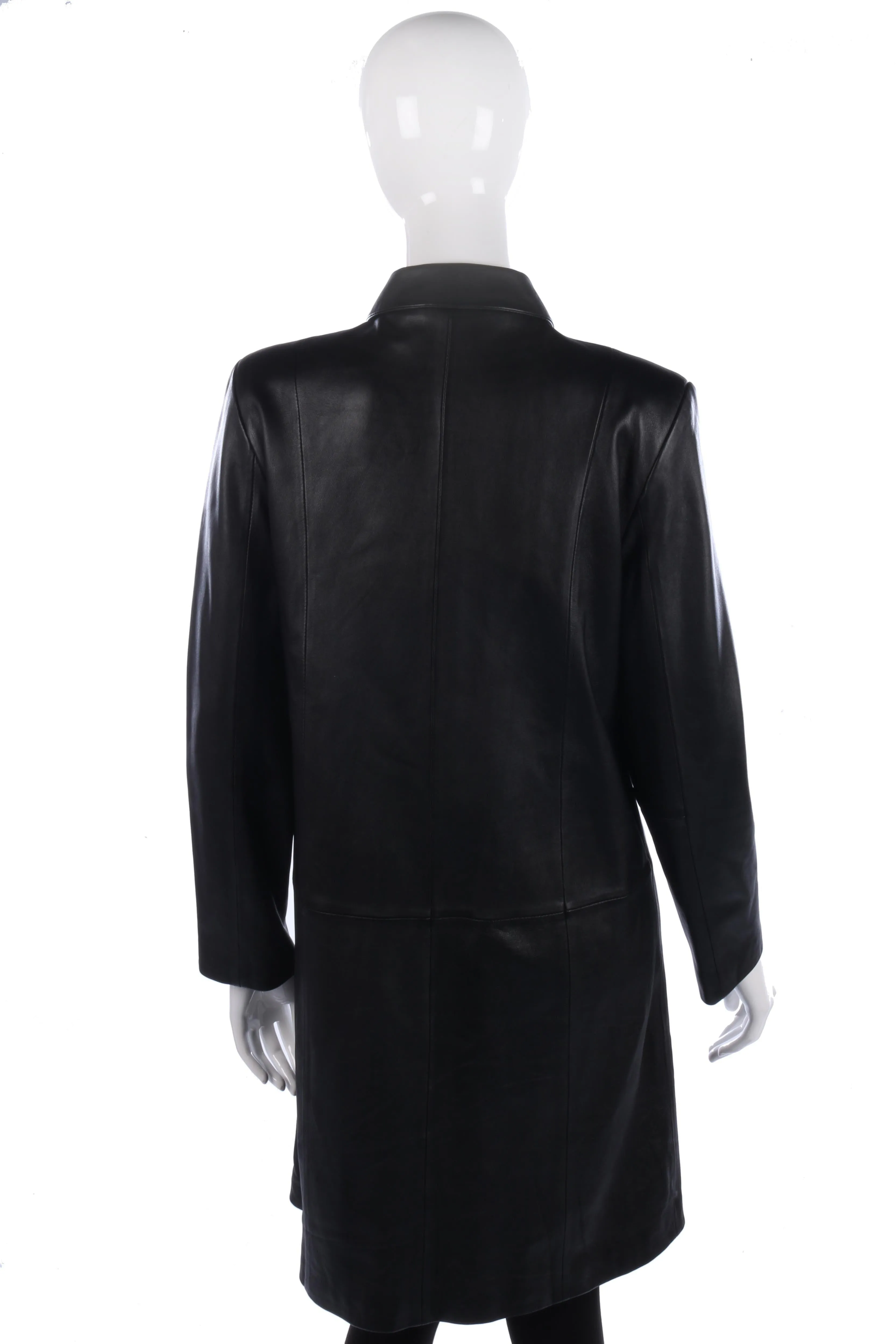 Marks and Spencer Full Length Soft Leather Coat Black Size 12