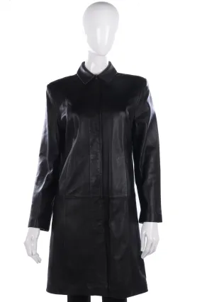 Marks and Spencer Full Length Soft Leather Coat Black Size 12