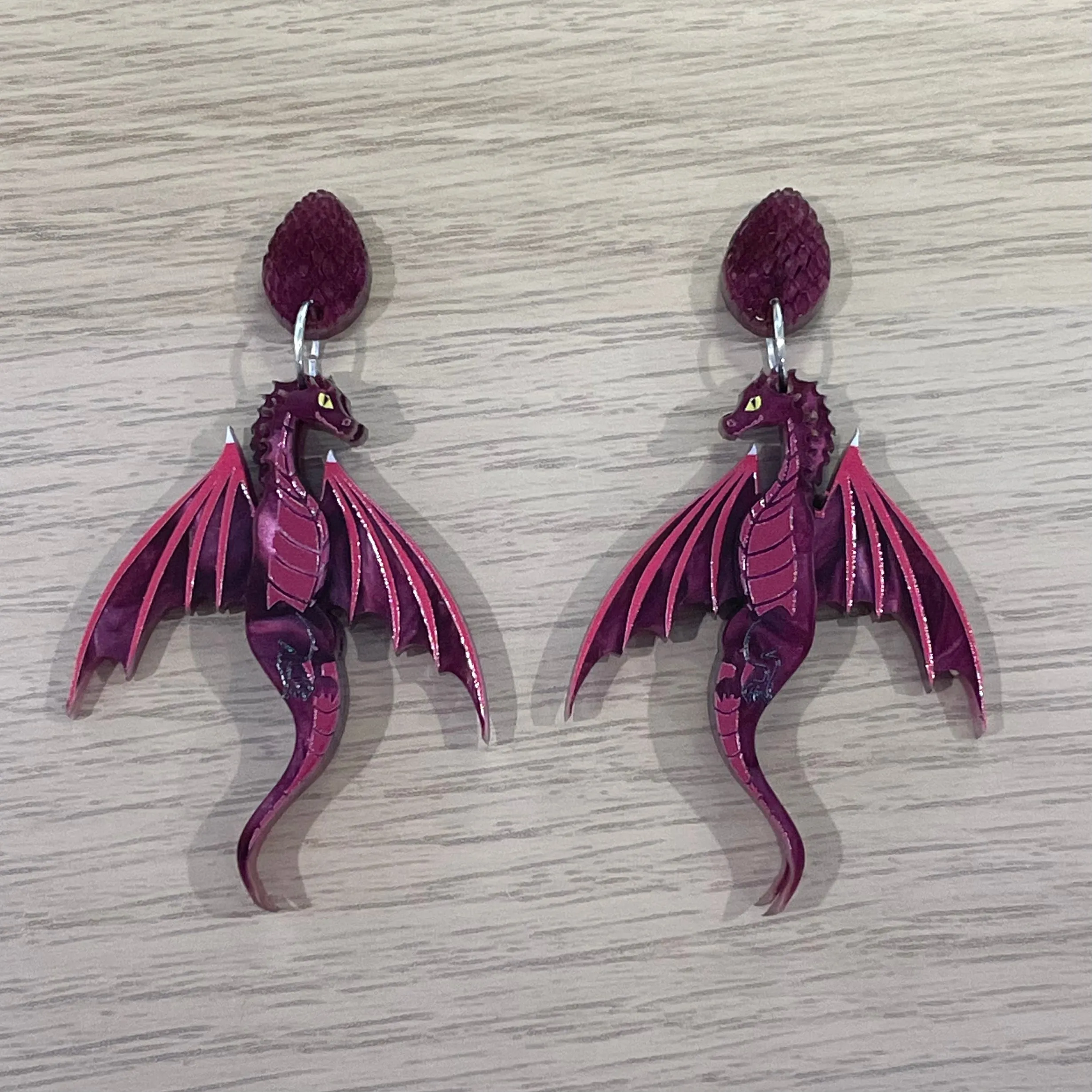 Maroon  Dragon - earrings