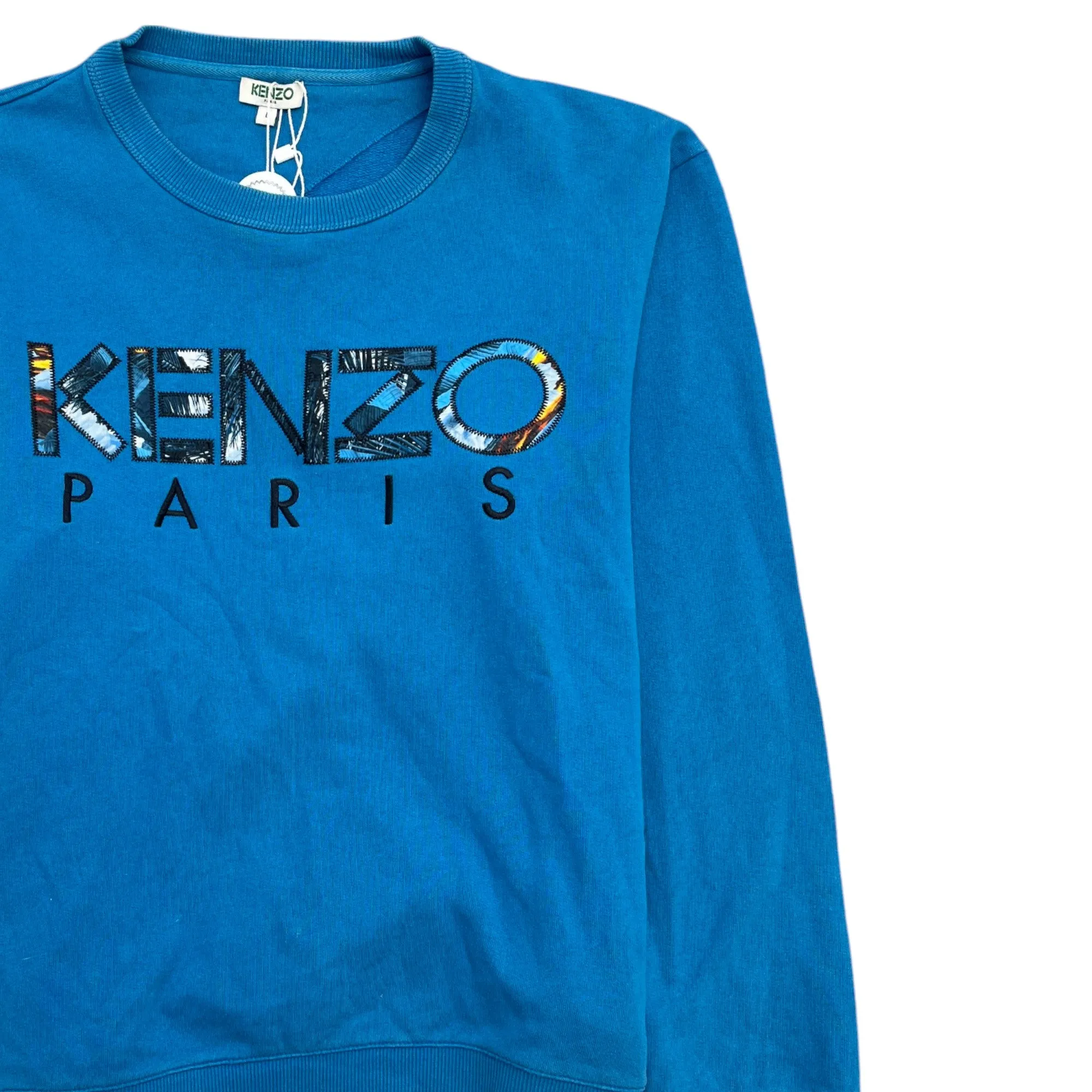 Men's Embroidered Logo Sweatshirt Blue Size L