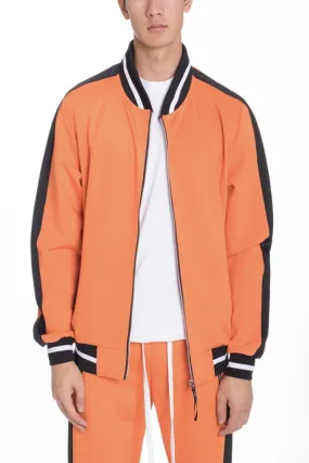 Mens Orange Black Stripe Rally Track Jacket