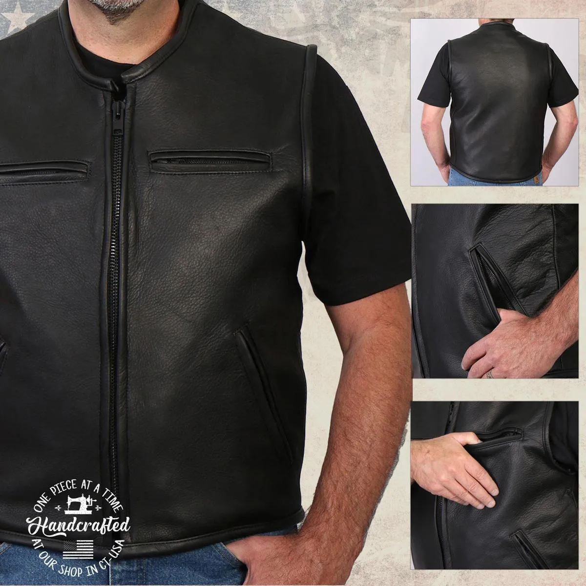 Milwaukee Leather USA MADE MLVSM5001 Men's Black 'Steerhide' Premium