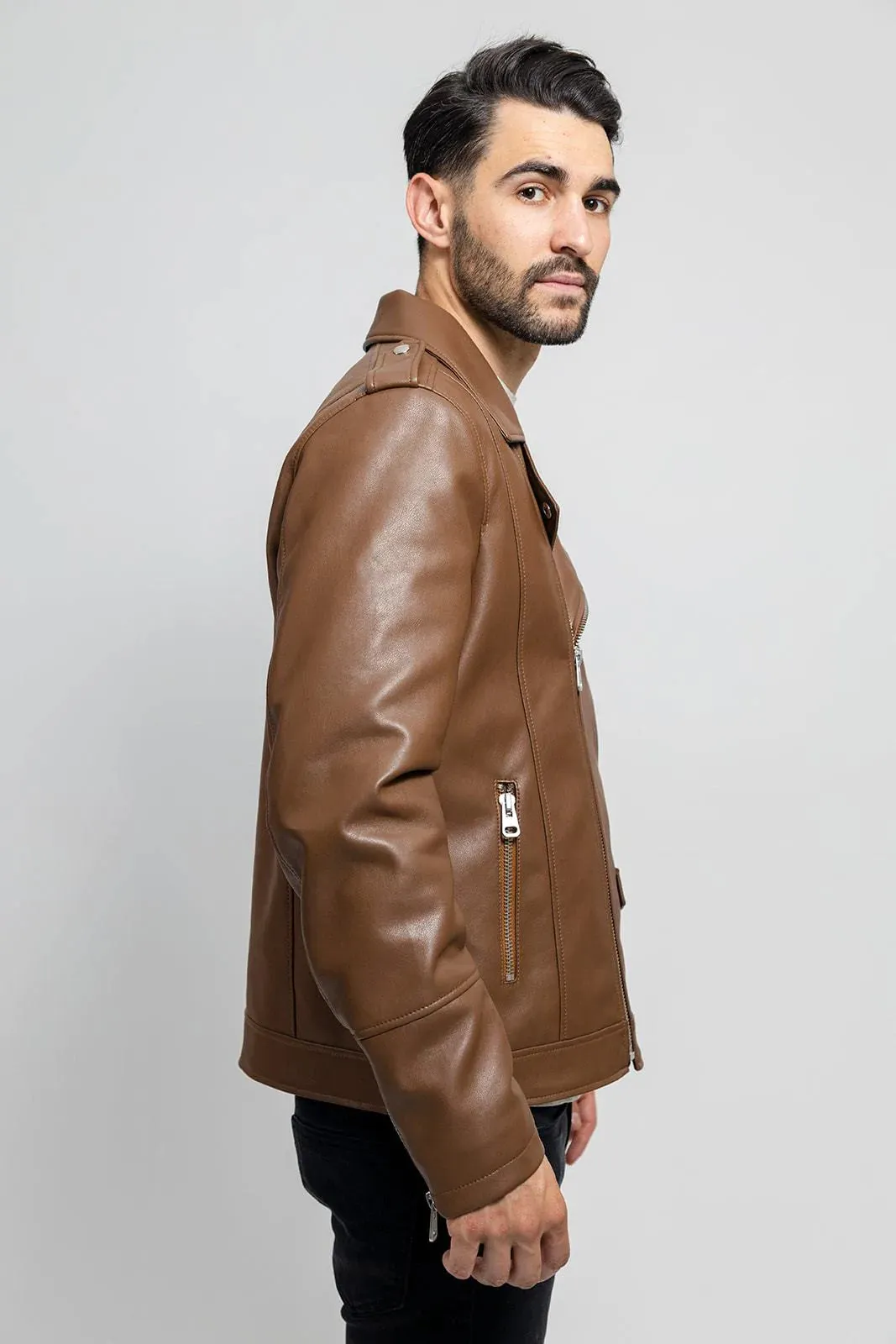 Nash Mens Vegan Faux Leather Jacket