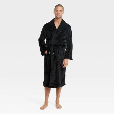 New - Men's Plush Robe - Goodfellow & Co Black L/XL