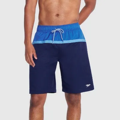 New - Speedo Men's 9" Colorblock Swim Shorts - Blue XXL