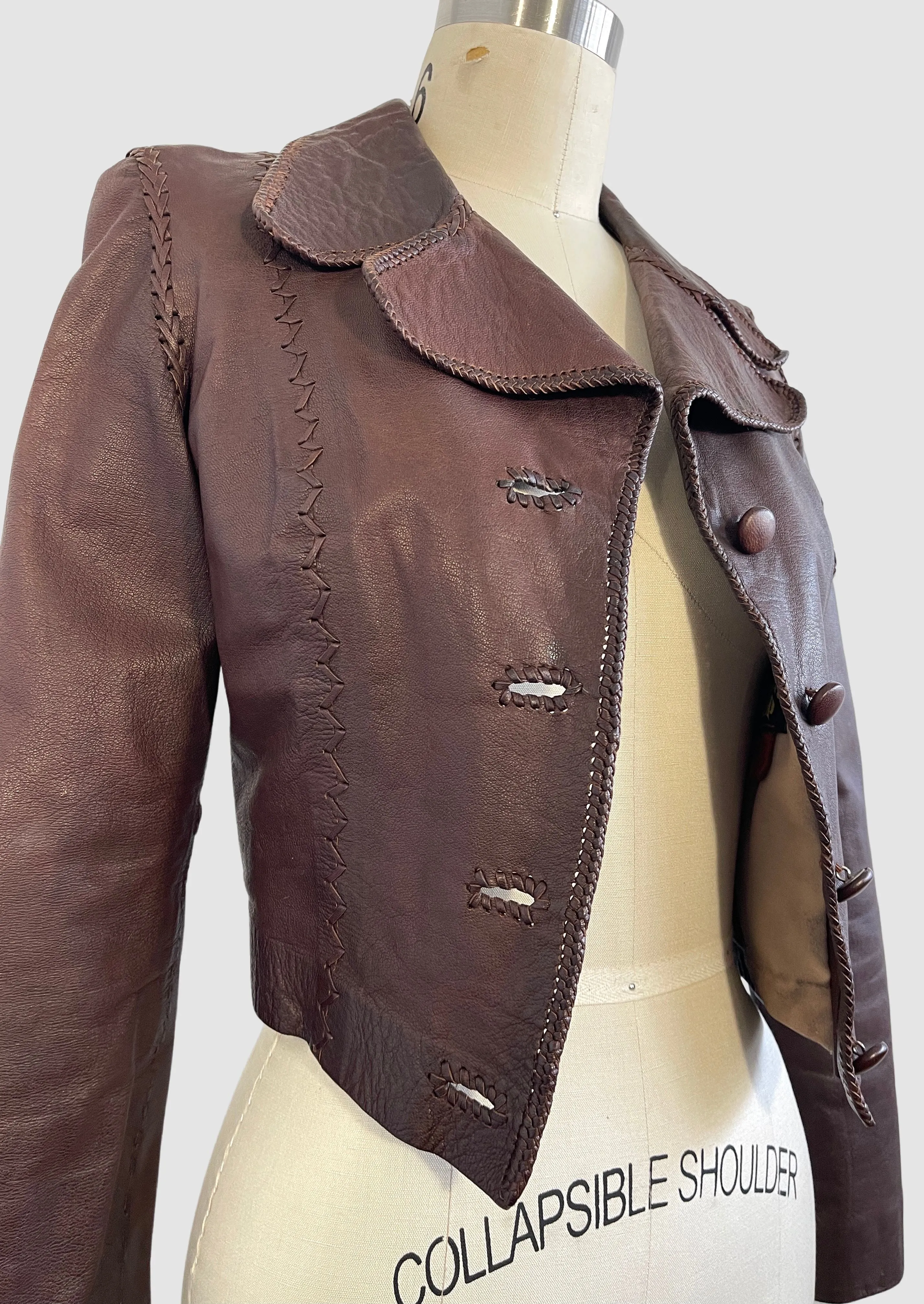 NORTH BEACH LEATHER 60s Crop Handcrafted Rockstar Jacket, Size X Small