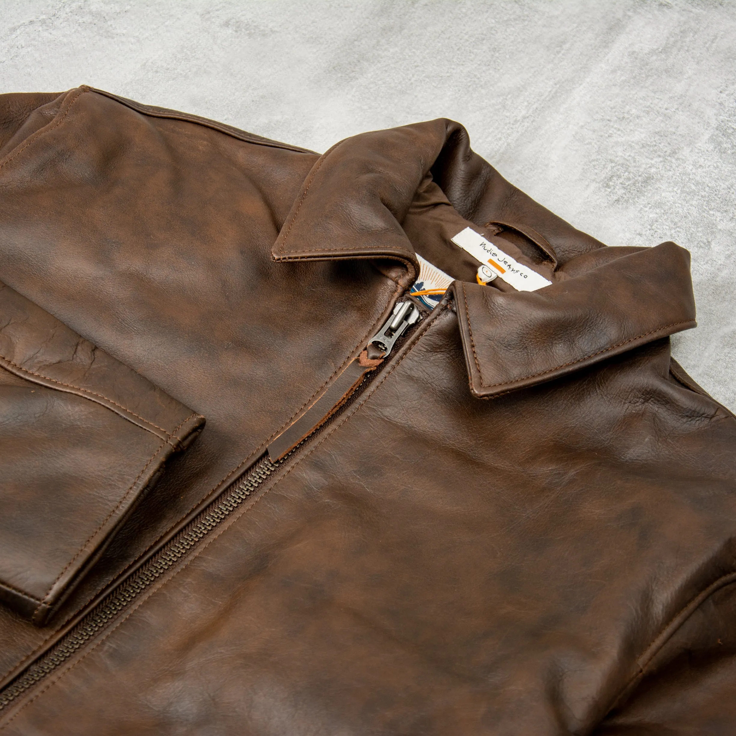 Nudie Eddy Rider Leather Jacket - Brown