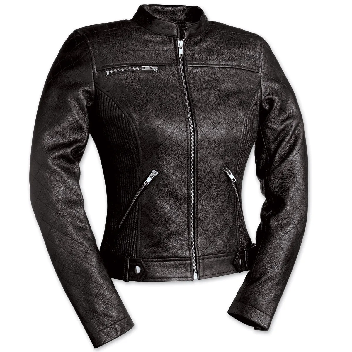 Queen of Diamonds Ladies Quilted Leather Jacket