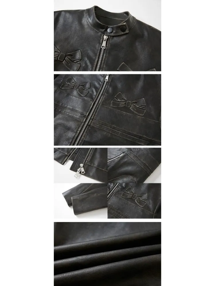 Retro color fake leather jacket【s0000003963】