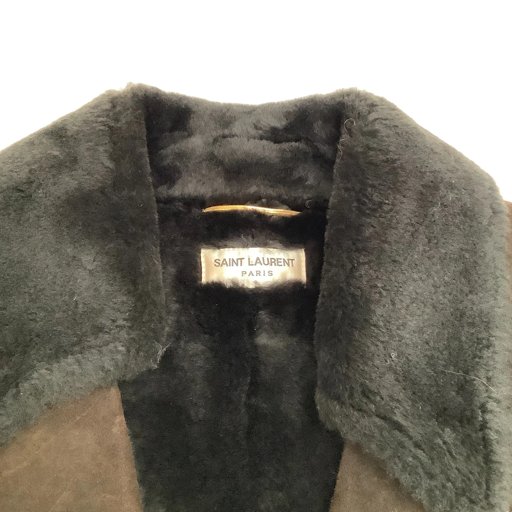 Saint Laurent Brown Shearling Moto Jacket