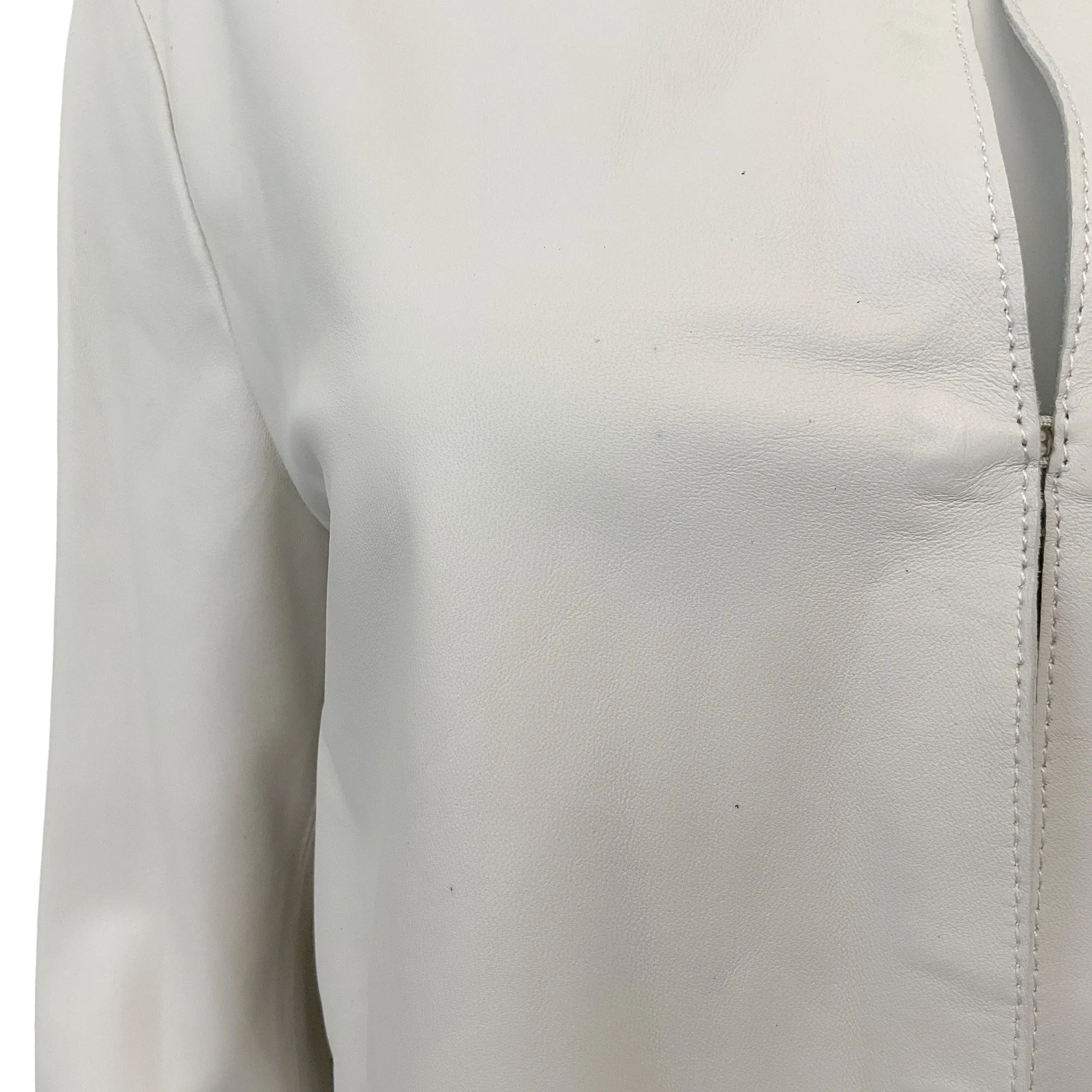 Shari's Place White / Black Eyelet Leather Jacket