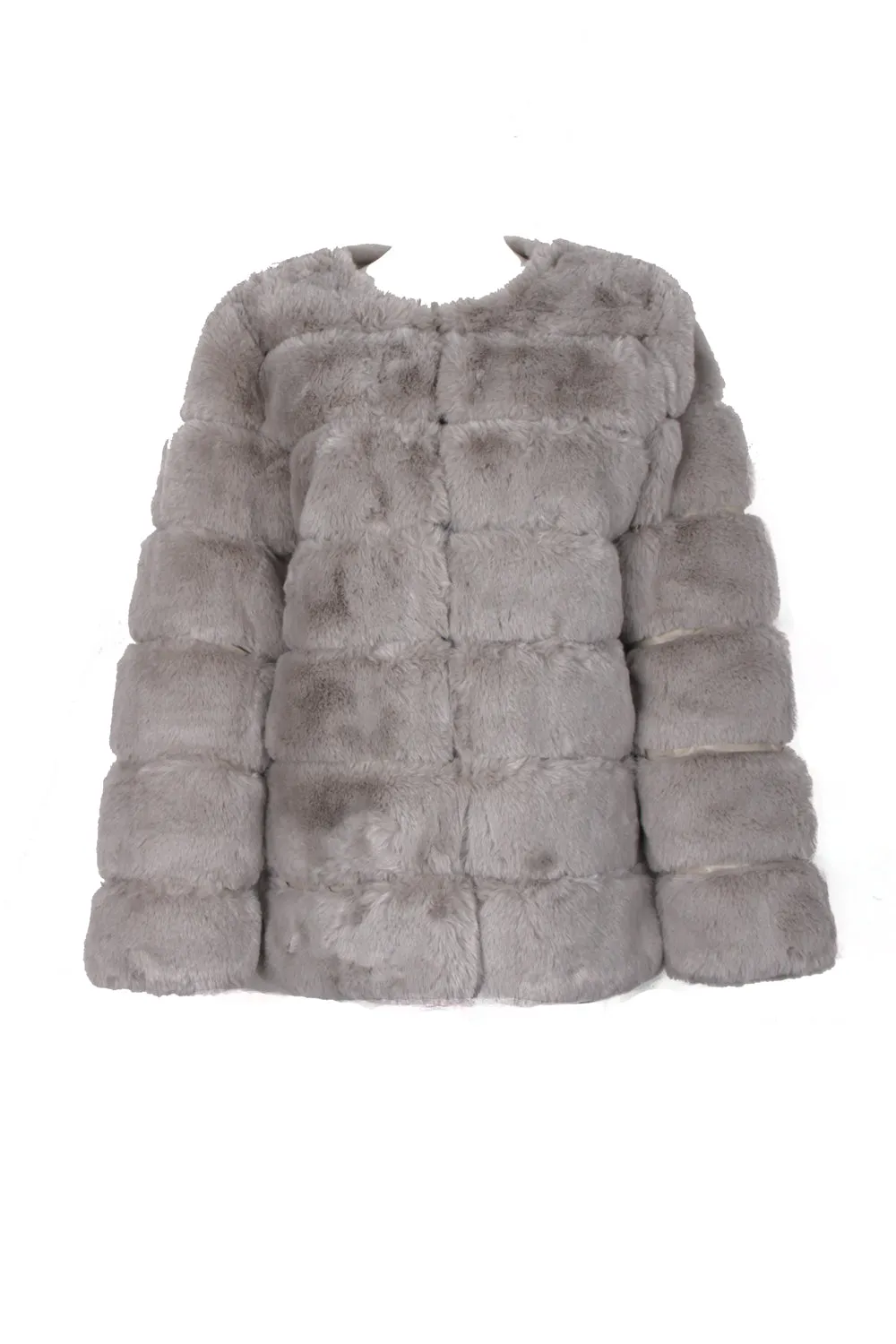 Soft Faux Fur Panel Coat